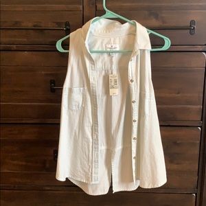 AE light blue tank button up
